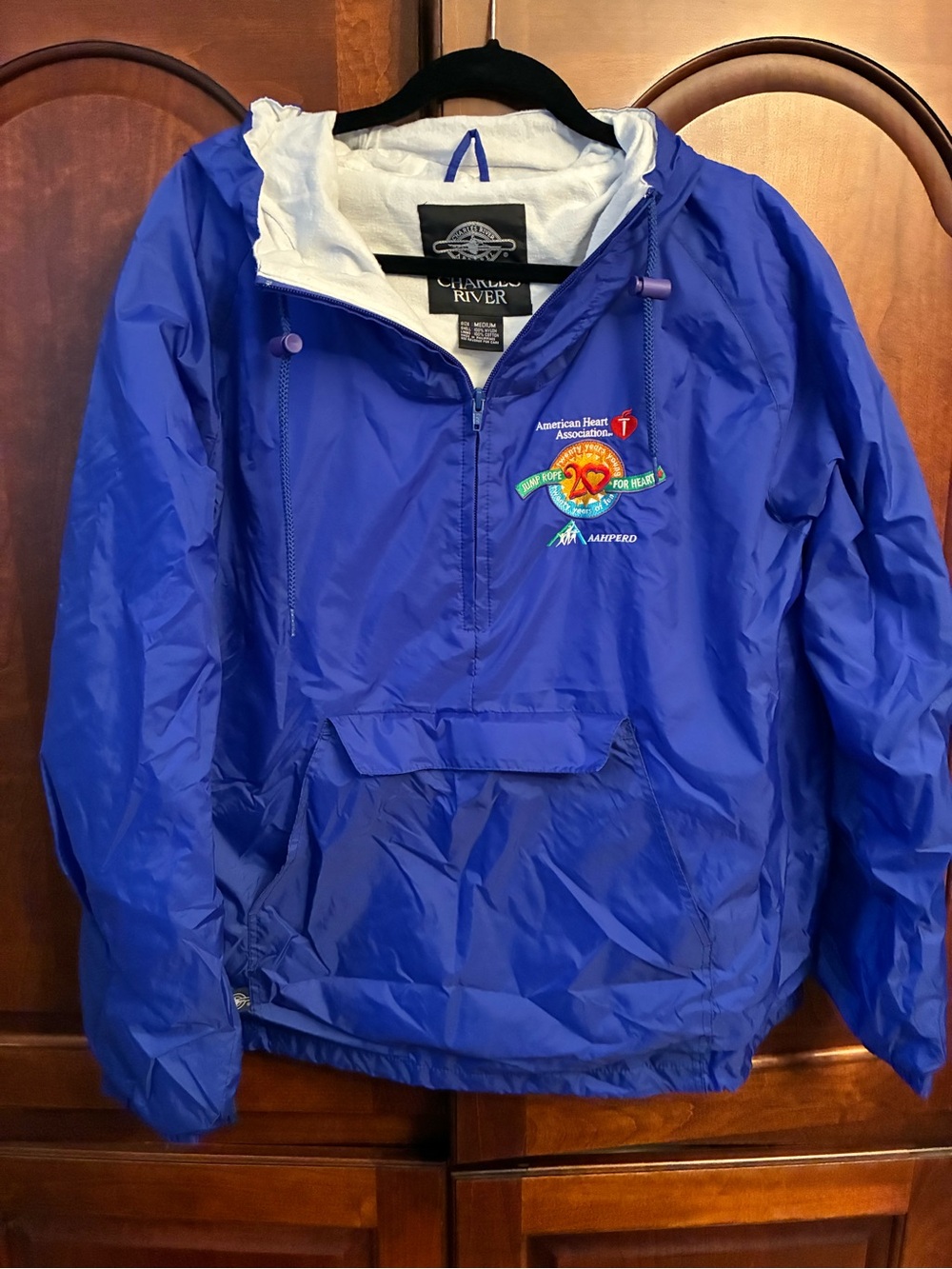 90s nostalgia Jump Rope for Heart American Heart Association blue jacket medium